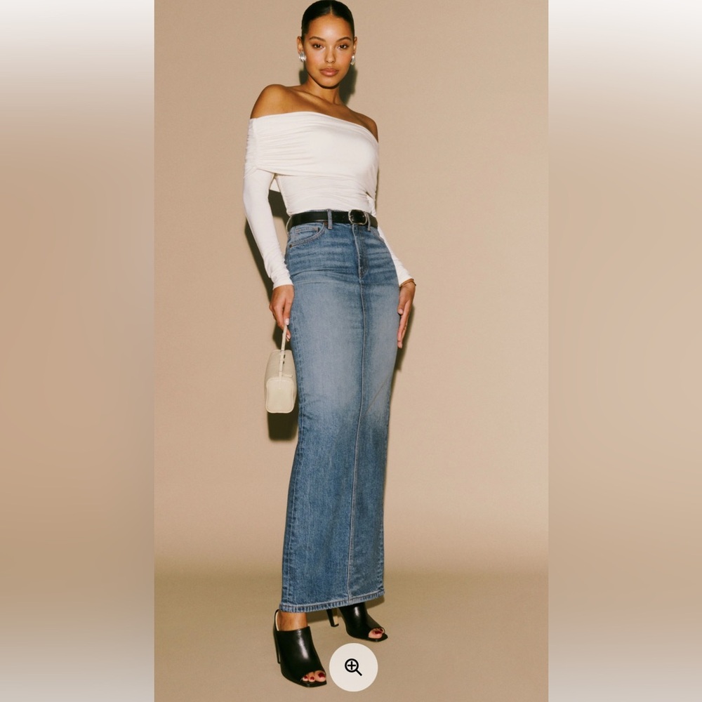 Daria ultra high rise denim Maxi Skirt HEMMED